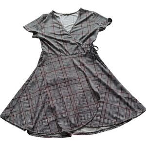 Womens Dress Size Large Plaid Wrap Coquette Flirty Office Siren Indie Twee Work